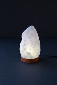 ROCK SALT WHITE LAMP WITH WOOD + ELECTRIC
