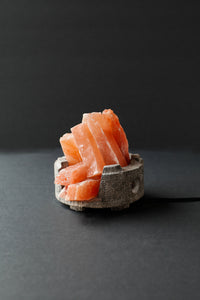 ROCK SALT FIRE PLACE OPEN & ROUND WITH MARBLE STAND + ELECTRIC & BULB