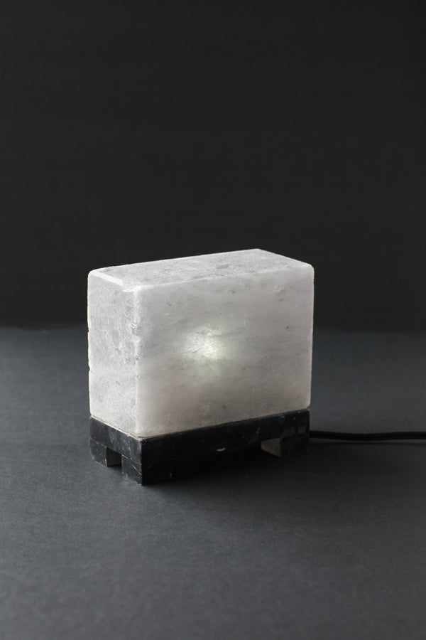 ROCK SALT BLACK TILE LAMP WITH MARBLE STAND 3.5