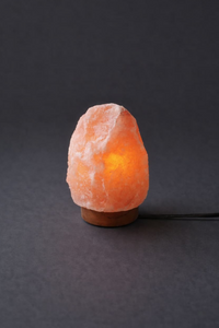 ROCK SALT PINK LAMP WITH WOOD + LED & USB CABLE