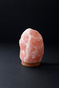ROCK SALT PINK LAMP WITH WOOD + ELECTRIC