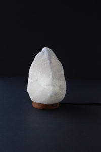 ROCK SALT WHITE LAMP WITH WOOD + ELECTRIC