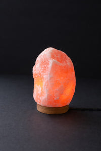 ROCK SALT PINK LAMP WITH WOOD + ELECTRIC