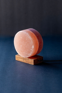 Rock Salt Pink Red LED Twin Moon Lamp with Wood Base & USB Light