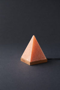 ROCK SALT PINK LAMP PYRAMID WITH WOOD + ELECTRIC