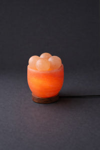 ROCK SALT PINK WELLNESS BOWL 12.5CM WITH WOOD + 4 PCS BALLS + ELECTRIC