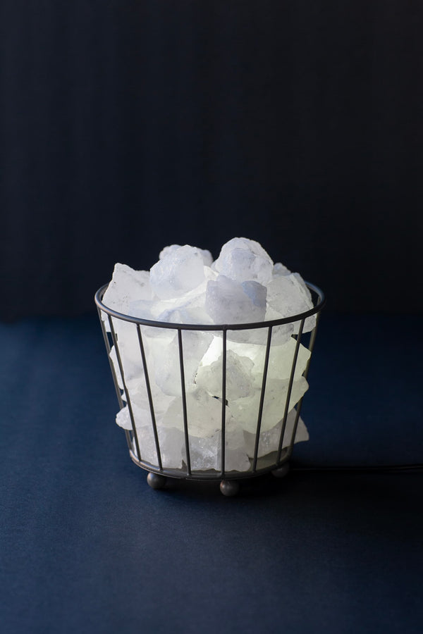 ROCK SALT WHITE METAL BASKET SMALL + 30-50G STONE IN 1.5KG PE BAG + ELECTRIC