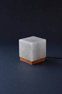 ROCK SALT BLACK LED LAMP CUBE WITH WOOD + LED & USB CABLE