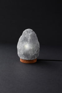 ROCK SALT BLACK LED LAMP WITH WOOD + LED & USB CABLE