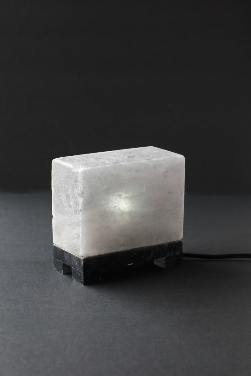 ROCK SALT BLACK TILE LAMP WITH MARBLE STAND 3.5