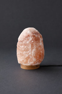 ROCK SALT PINK LAMP WITH WOOD + ELECTRIC