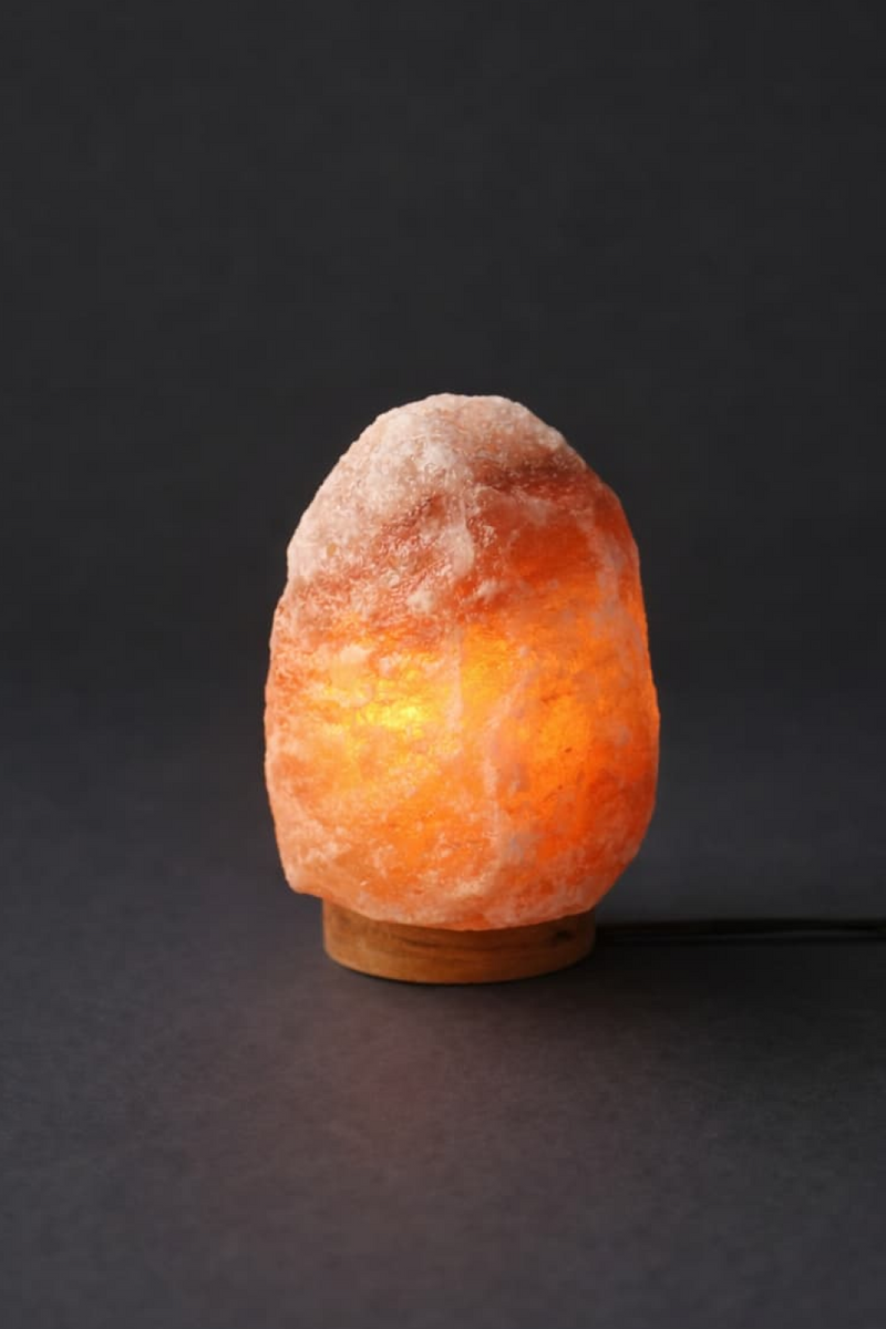 ROCK SALT PINK LAMP WITH WOOD + ELECTRIC