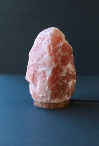 ROCK SALT PINK LAMP WITH WOOD + ELECTRIC