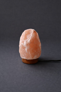 ROCK SALT PINK LAMP WITH WOOD + LED & USB CABLE