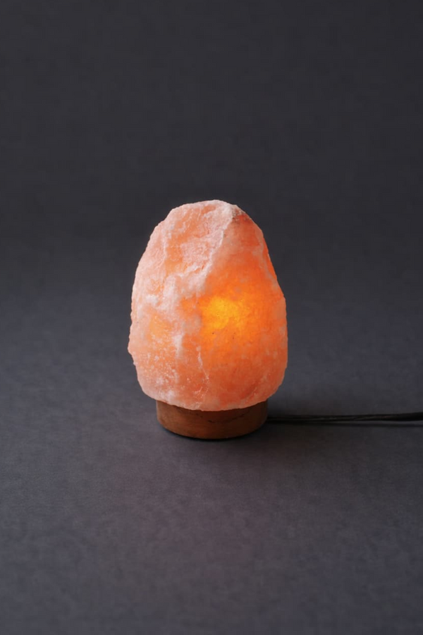 ROCK SALT PINK LAMP WITH WOOD + LED & USB CABLE