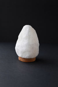ROCK SALT WHITE LAMP WITH WOOD + LED & USB CABLE
