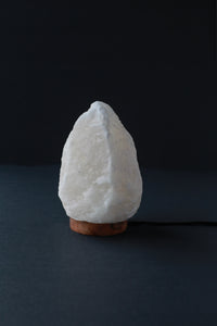 ROCK SALT WHITE LAMP WITH WOOD + ELECTRIC