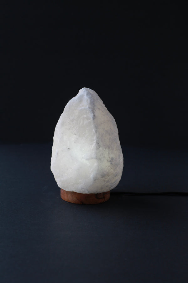 ROCK SALT WHITE LAMP WITH WOOD + ELECTRIC