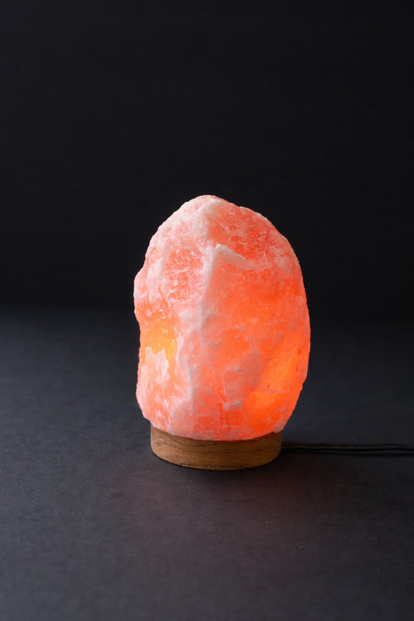 ROCK SALT PINK LAMP WITH WOOD + ELECTRIC