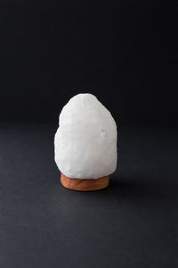 ROCK SALT WHITE LAMP WITH WOOD + ELECTRIC