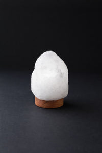 ROCK SALT WHITE LAMP WITH WOOD + ELECTRIC