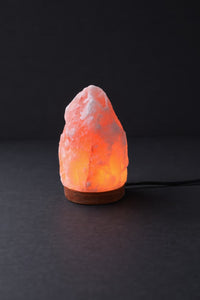 ROCK SALT PINK LAMP WITH WOOD + ELECTRIC