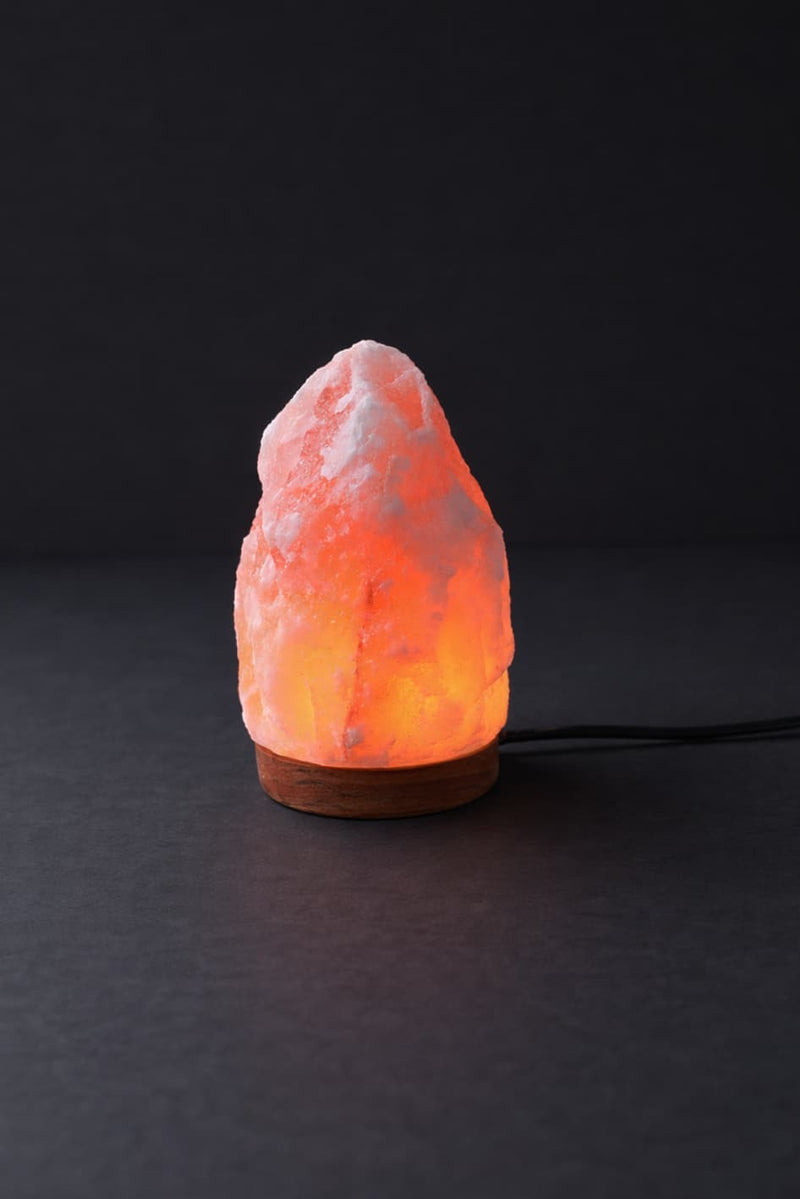 ROCK SALT PINK LAMP WITH WOOD + ELECTRIC
