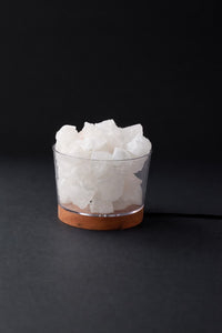 ROCK SALT WHITE ACRYLIC BOWL LARGE WITH WOOD + 30-50G STONE IN 2.5KG PE BAG + ELECTRIC