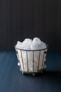 ROCK SALT WHITE METAL BASKET SMALL + 30-50G STONE IN 1.5KG PE BAG + ELECTRIC